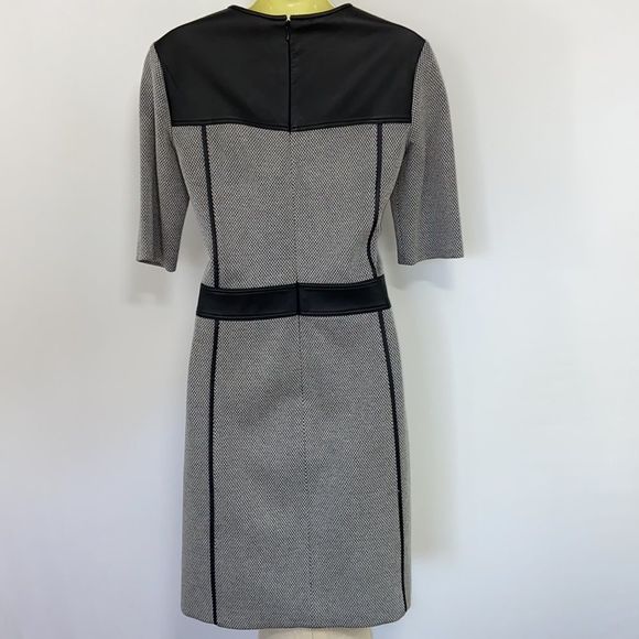 Theory Dress “Calvin Elmore” Houndstooth Leather Accent Trims NWOT Med - Picture 6 of 7